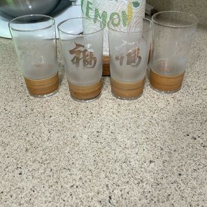 Asian glass set of 4